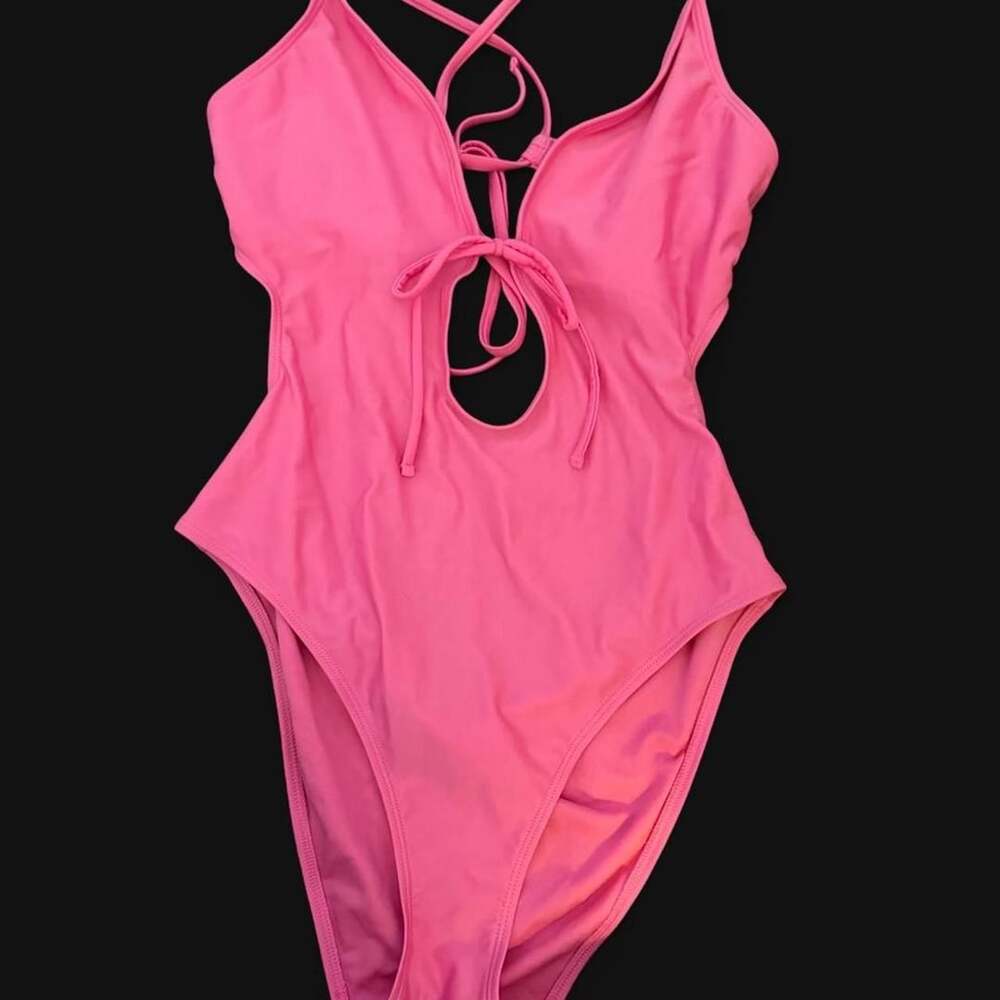 Shade & Shore Pink One Piece Swimsuit Size M (8-10)